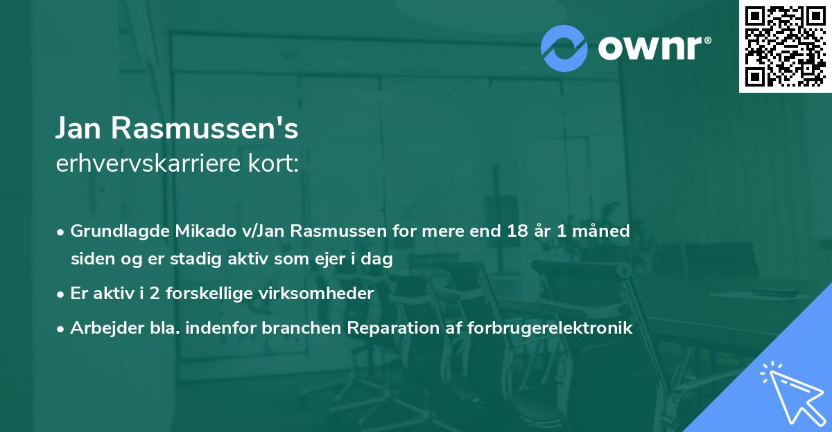 Jan Rasmussen's erhvervskarriere kort