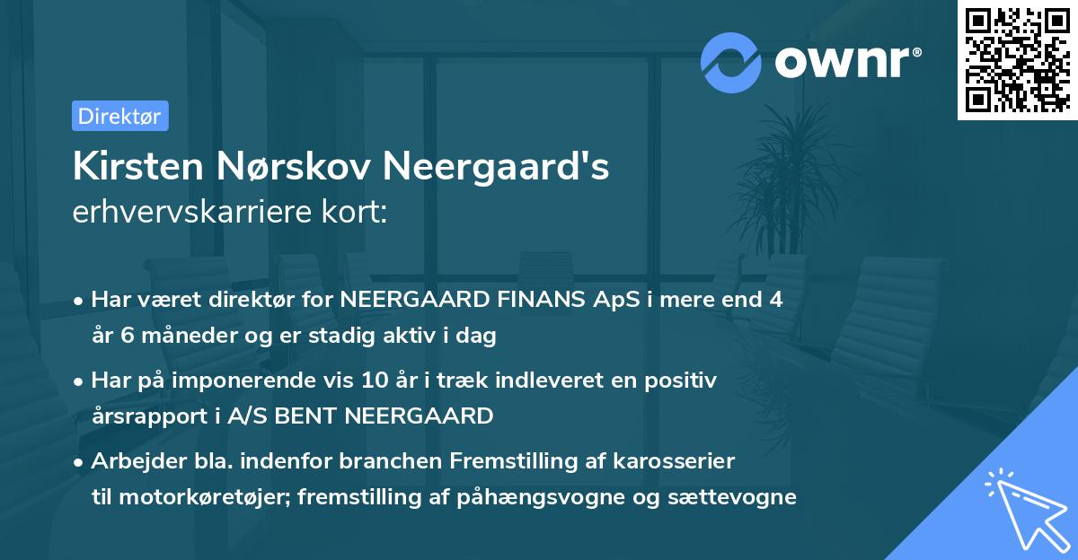 Kirsten Nørskov Neergaard's erhvervskarriere kort