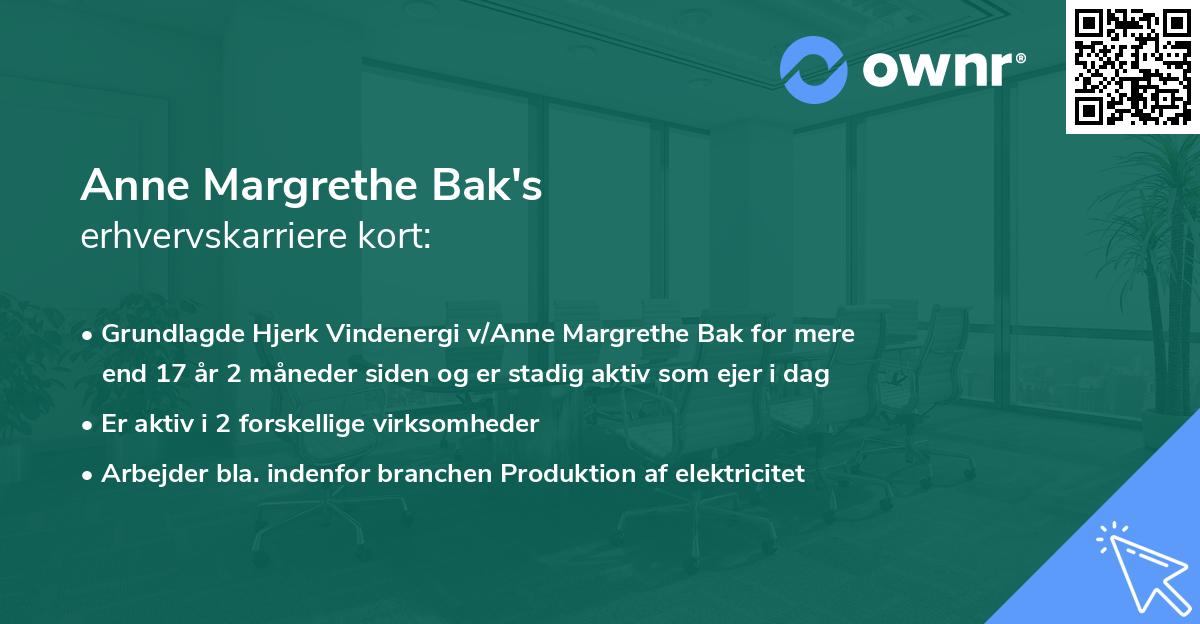 Anne Margrethe Bak's erhvervskarriere kort