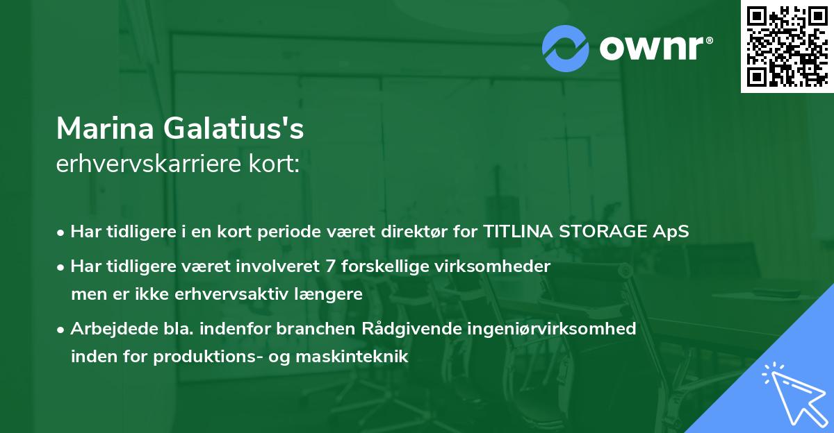 Marina Galatius's erhvervskarriere kort