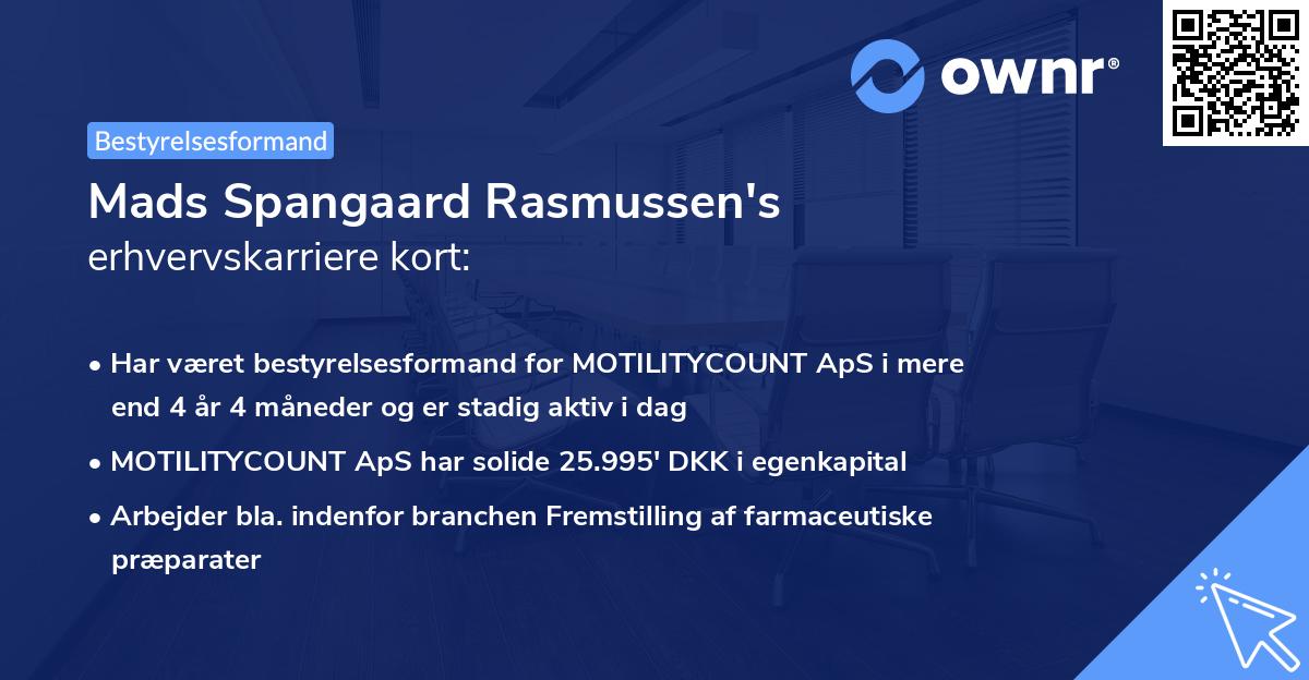 Mads Spangaard Rasmussen's erhvervskarriere kort