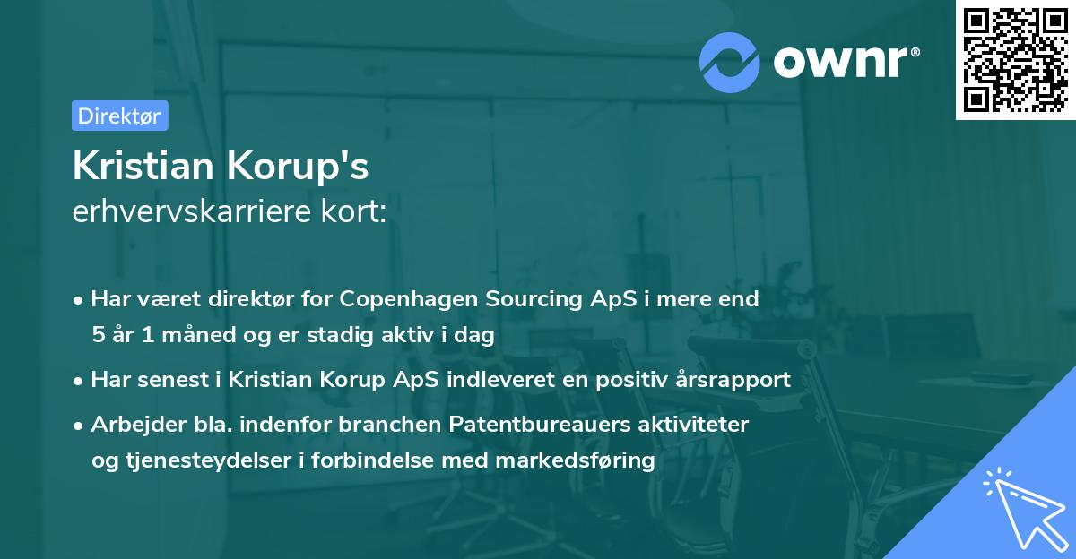 Kristian Korup's erhvervskarriere kort