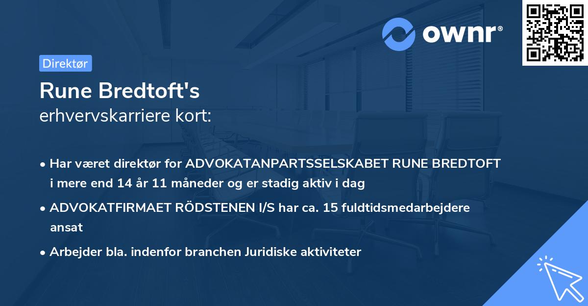 Rune Bredtoft's erhvervskarriere kort