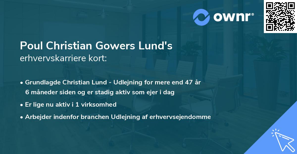 Poul Christian Gowers Lund's erhvervskarriere kort