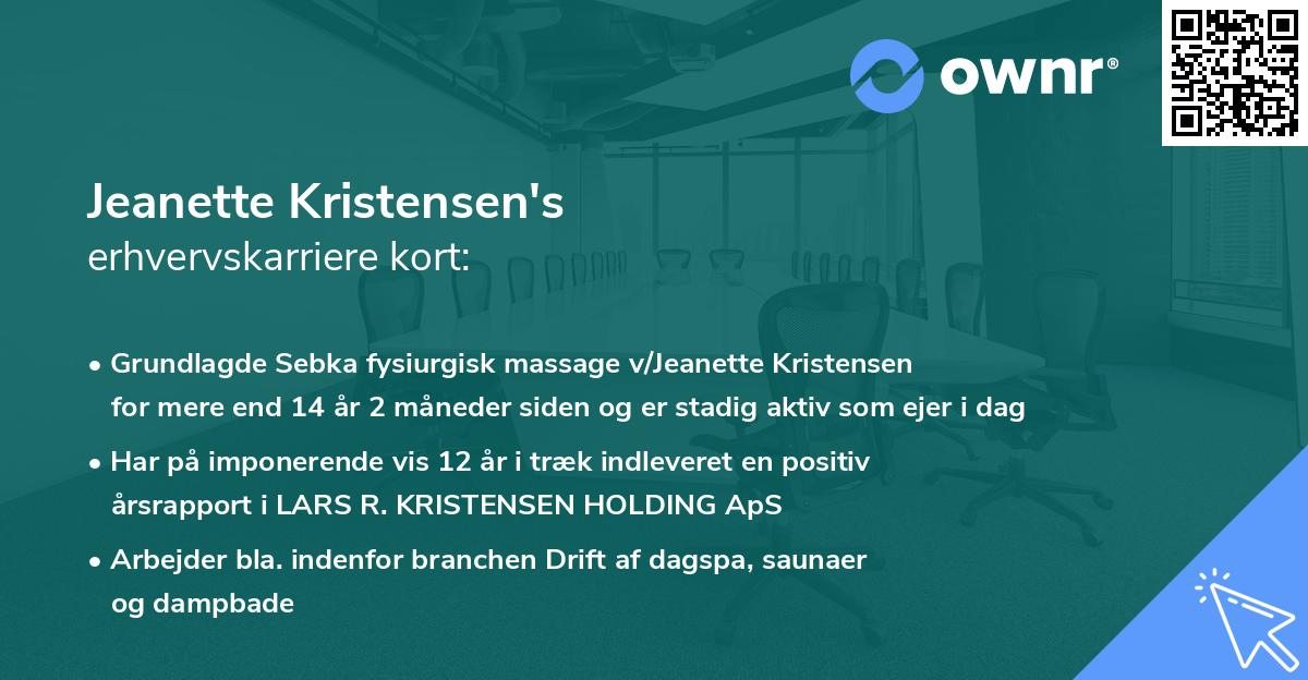 Jeanette Kristensen's erhvervskarriere kort