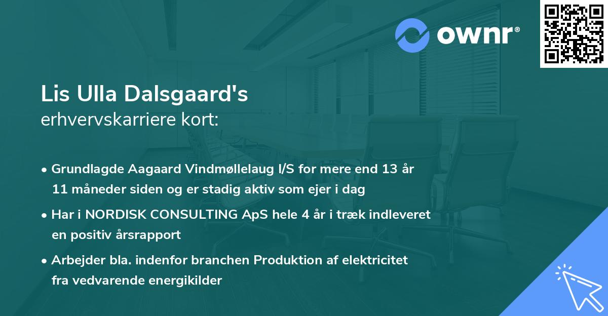 Lis Ulla Dalsgaard's erhvervskarriere kort
