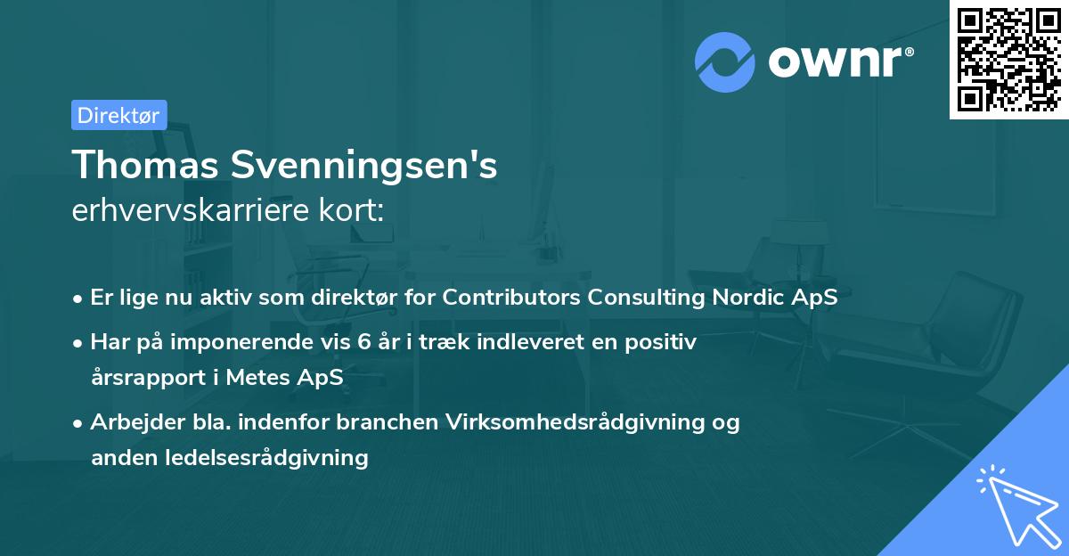 Thomas Svenningsen's erhvervskarriere kort