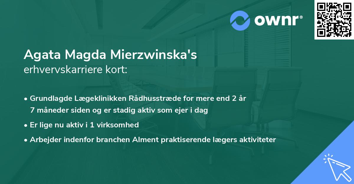 Agata Magda Mierzwinska's erhvervskarriere kort