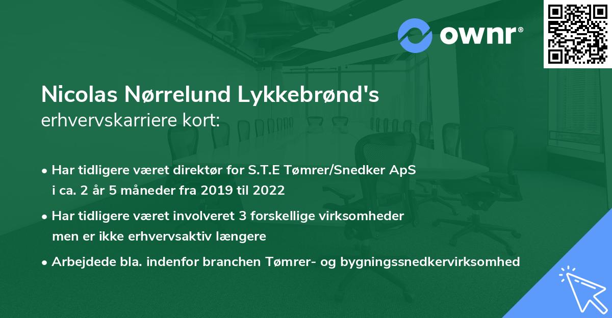 Nicolas Nørrelund Lykkebrønd's erhvervskarriere kort