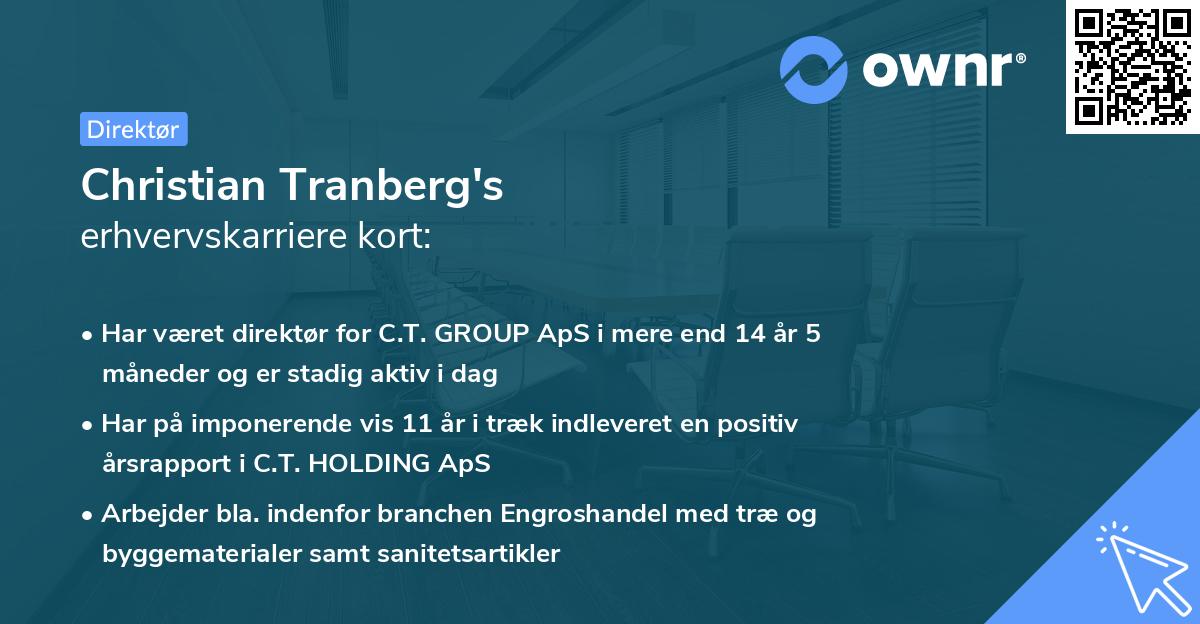 Christian Tranberg's erhvervskarriere kort