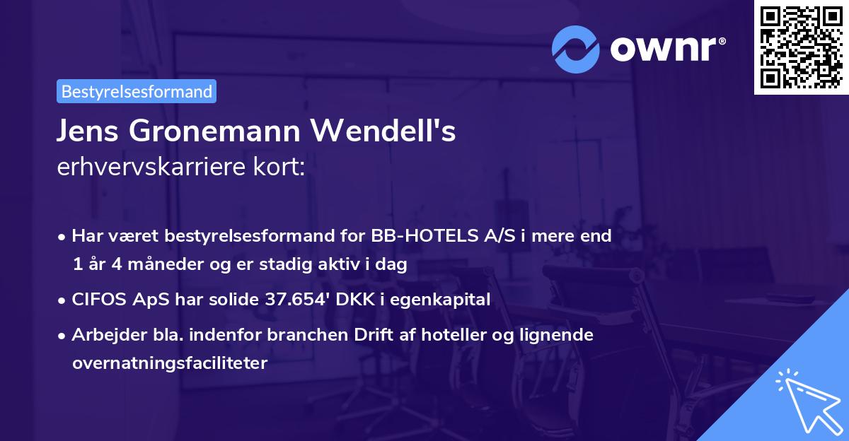 Jens Gronemann Wendell's erhvervskarriere kort