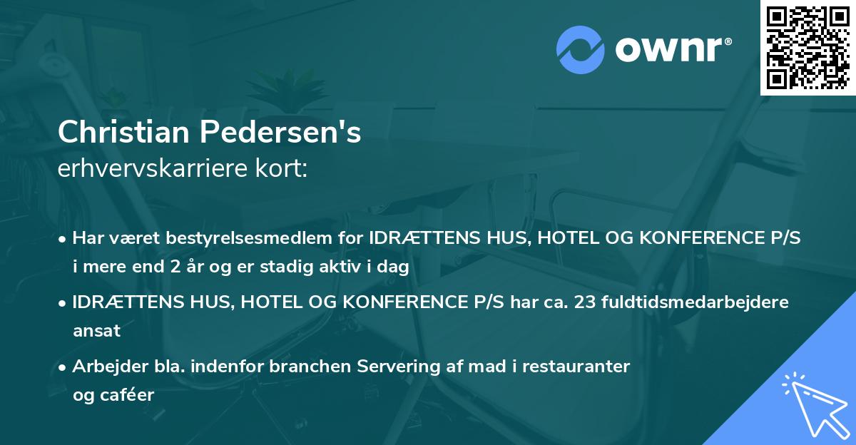 Christian Pedersen's erhvervskarriere kort