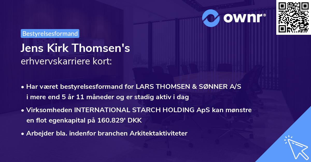 Jens Kirk Thomsen's erhvervskarriere kort