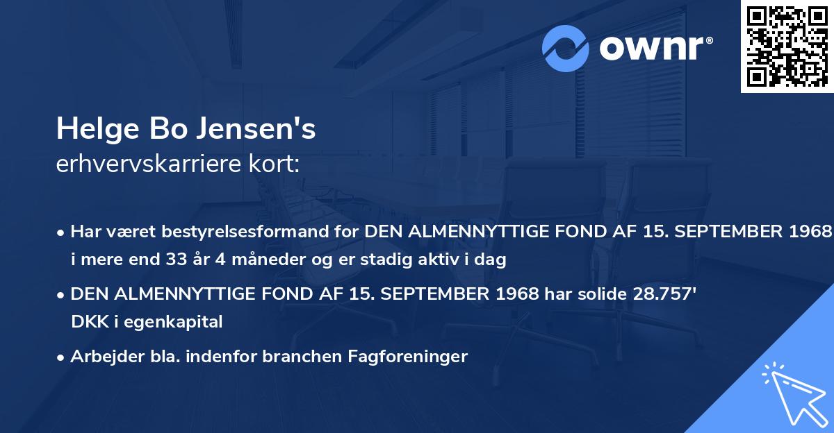 Helge Bo Jensen's erhvervskarriere kort