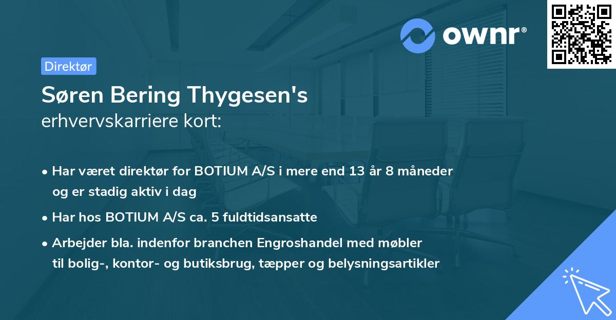 Søren Bering Thygesen's erhvervskarriere kort