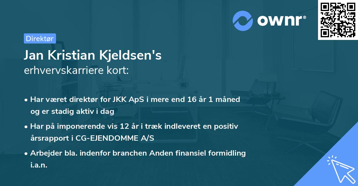 Jan Kristian Kjeldsen's erhvervskarriere kort