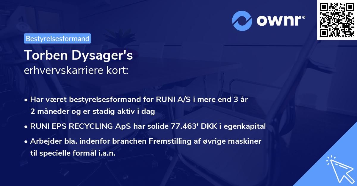 Torben Dysager's erhvervskarriere kort