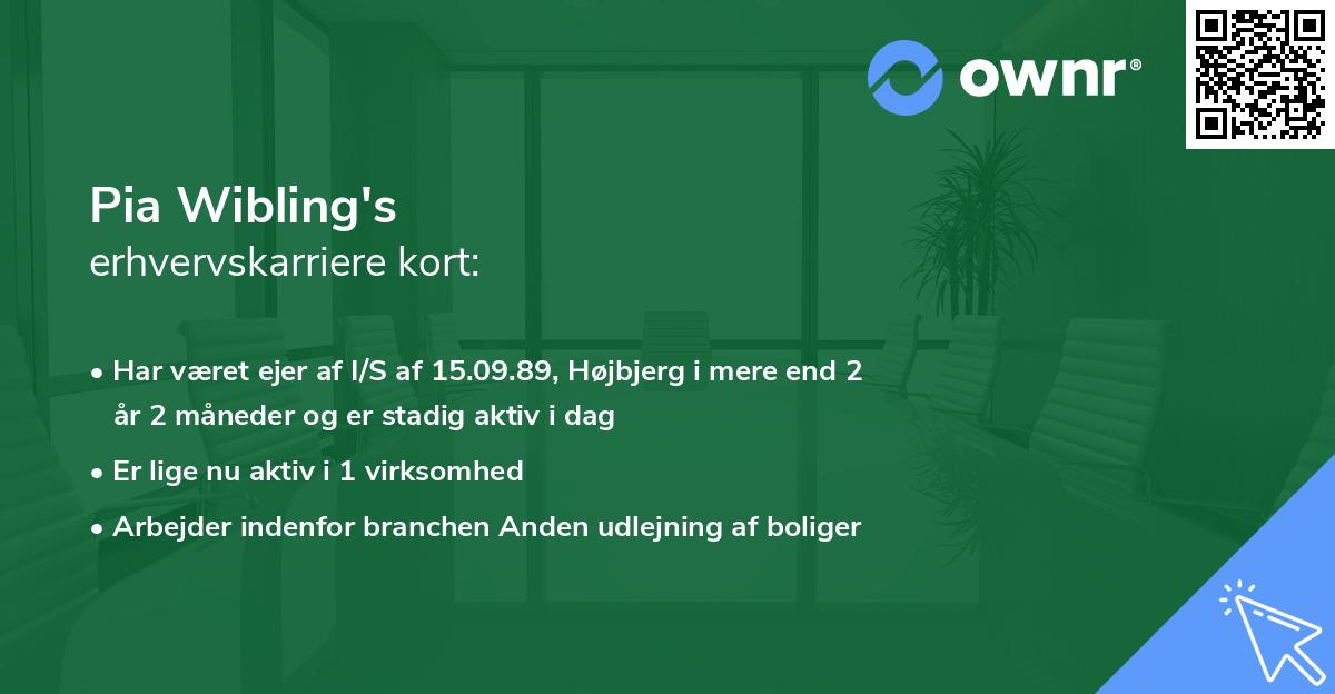 Pia Wibling's erhvervskarriere kort