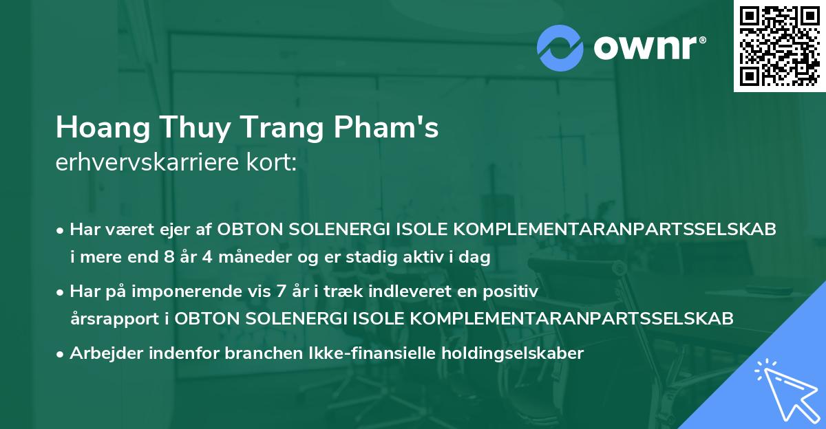 Hoang Thuy Trang Pham's erhvervskarriere kort