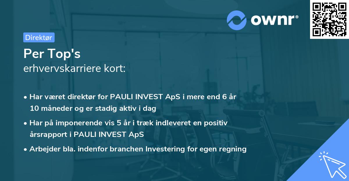 Per Top's erhvervskarriere kort