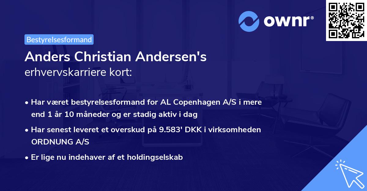 Anders Christian Andersen's erhvervskarriere kort