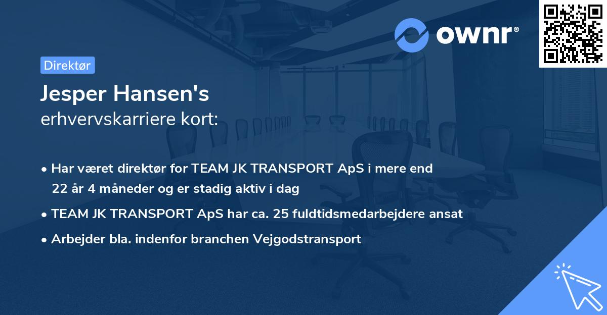 Jesper Hansen's erhvervskarriere kort