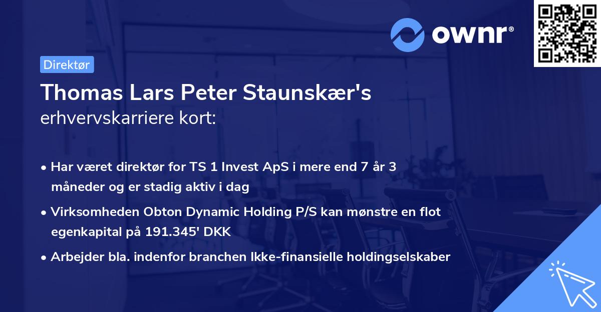 Thomas Lars Peter Staunskær's erhvervskarriere kort