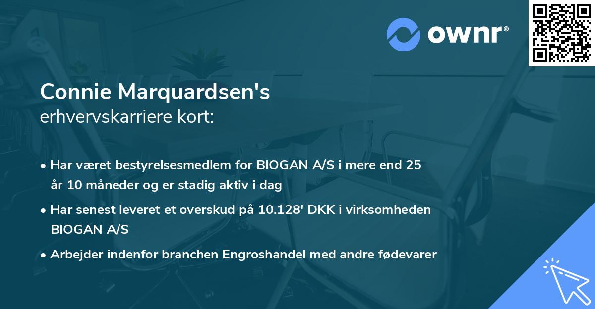 Connie Marquardsen's erhvervskarriere kort