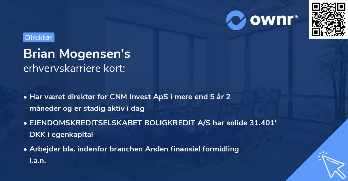 Brian Mogensen's erhvervskarriere kort