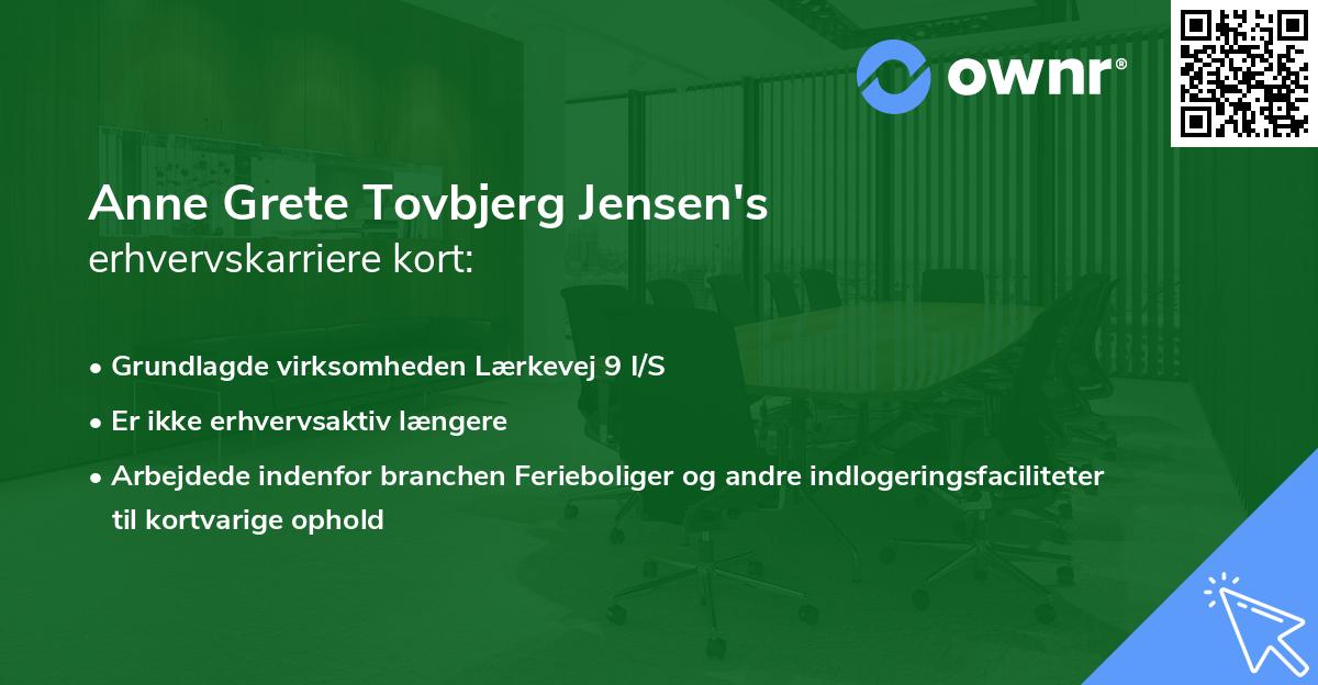Anne Grete Tovbjerg Jensen's erhvervskarriere kort