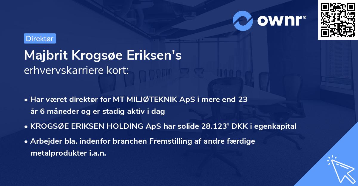 Majbrit Krogsøe Eriksen's erhvervskarriere kort