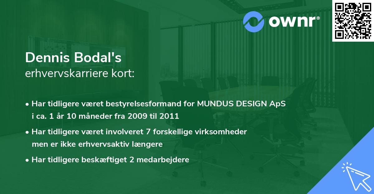 Dennis Bodal's erhvervskarriere kort