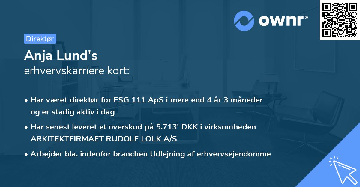 Anja Lund's erhvervskarriere kort