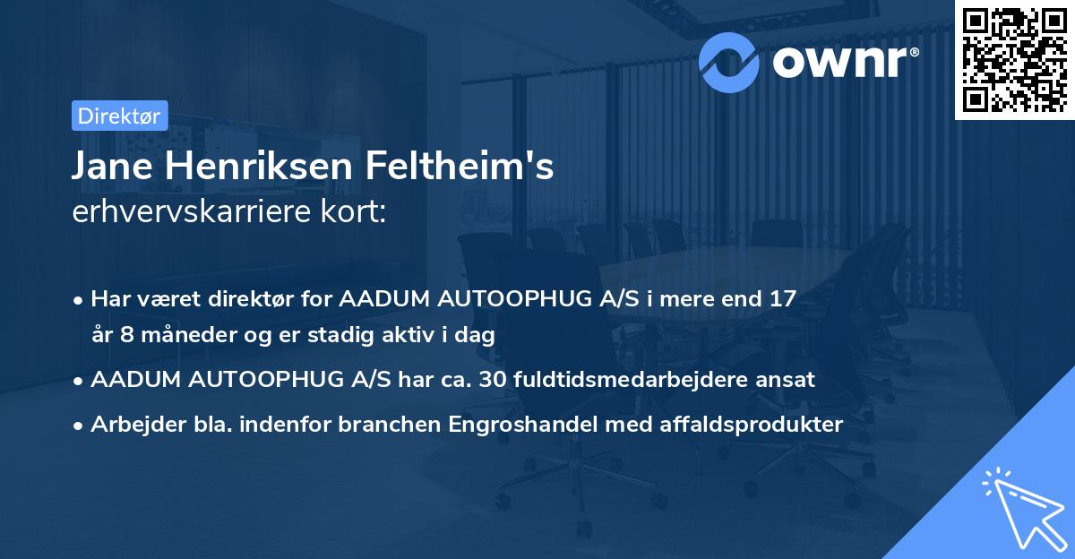 Jane Henriksen Feltheim's erhvervskarriere kort
