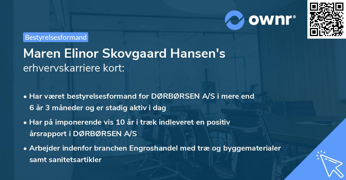 Maren Elinor Skovgaard Hansen's erhvervskarriere kort