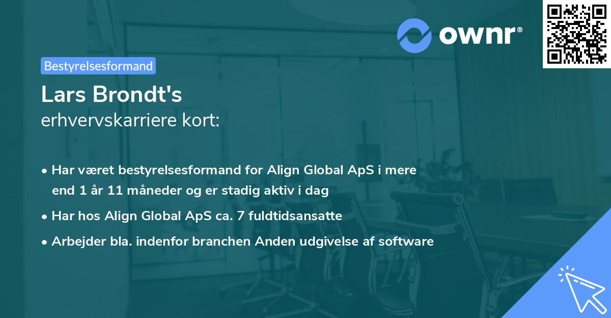 Lars Brondt's erhvervskarriere kort