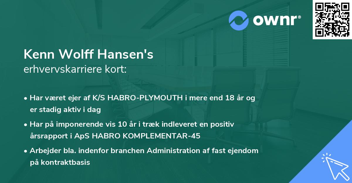 Kenn Wolff Hansen's erhvervskarriere kort