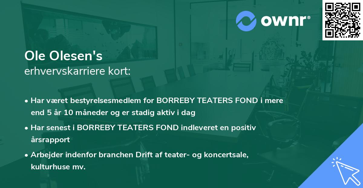 Ole Olesen's erhvervskarriere kort
