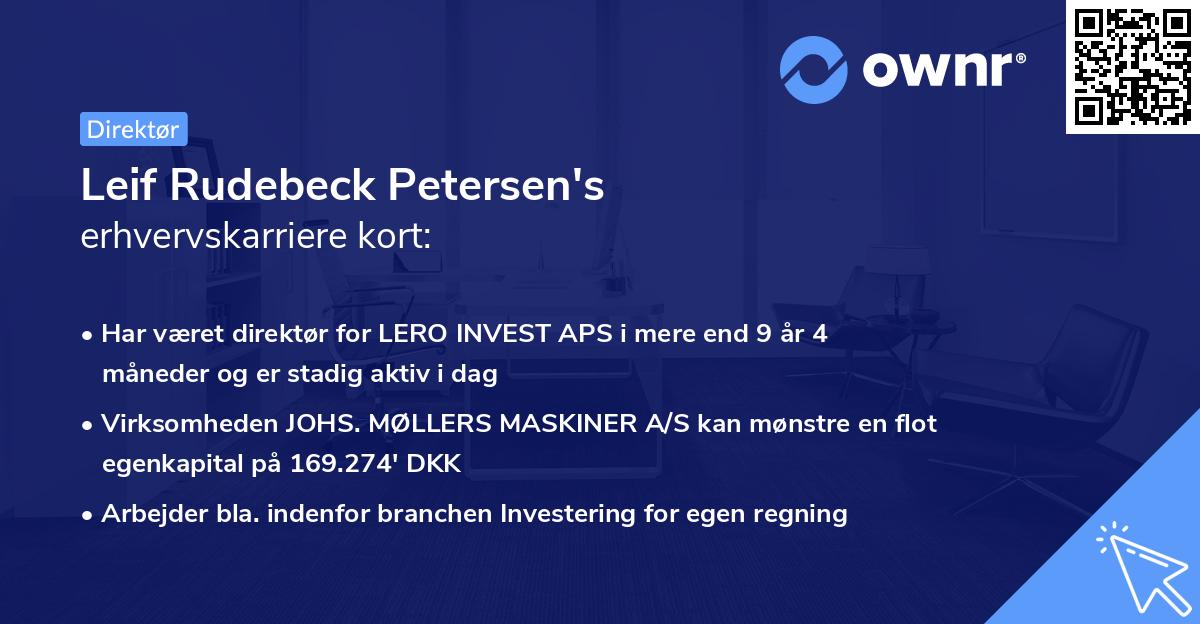 Leif Rudebeck Petersen's erhvervskarriere kort