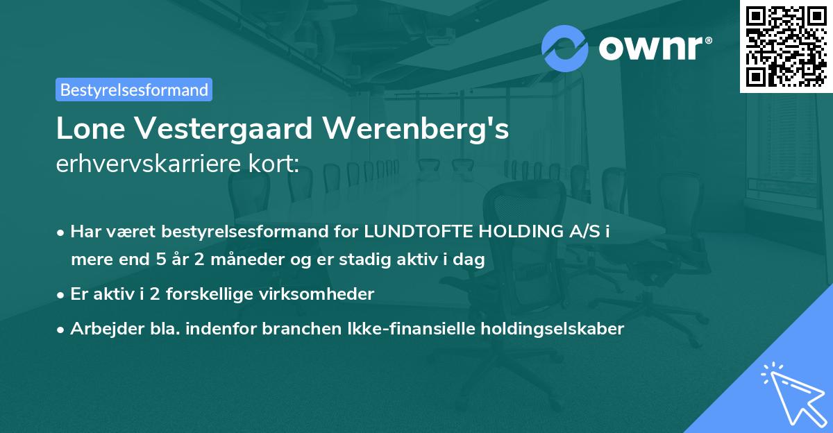 Lone Vestergaard Werenberg's erhvervskarriere kort