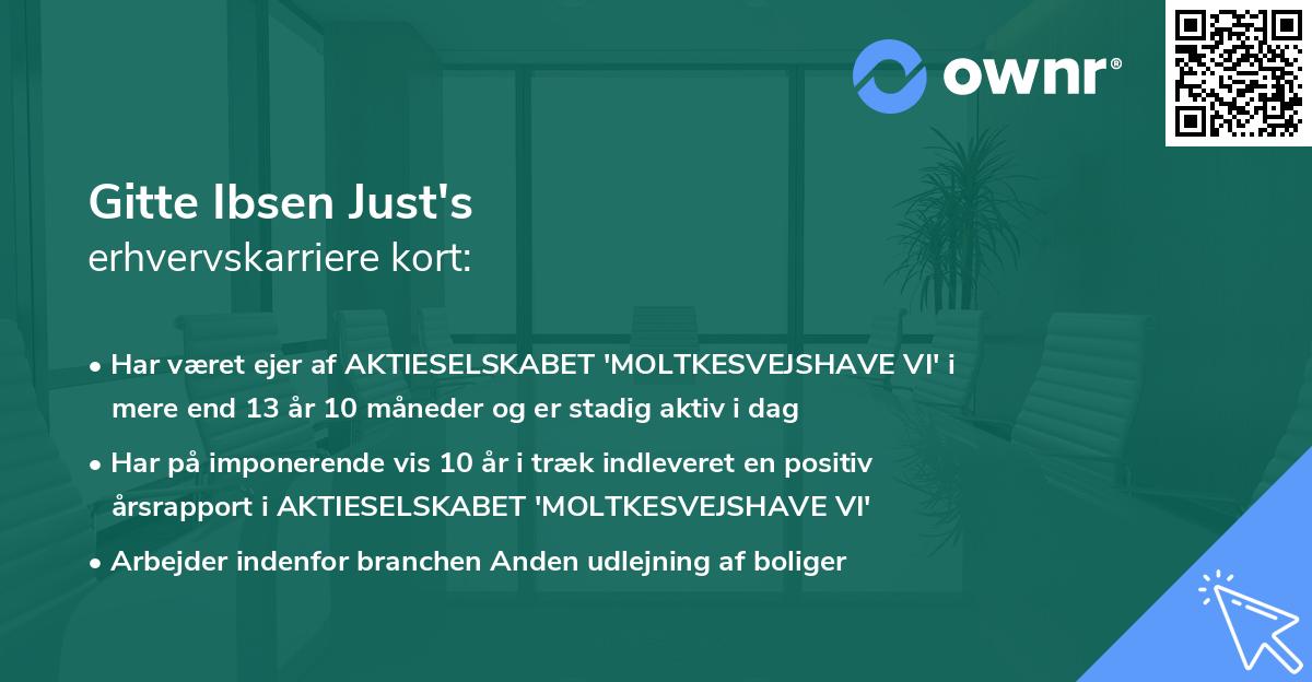 Gitte Ibsen Just's erhvervskarriere kort