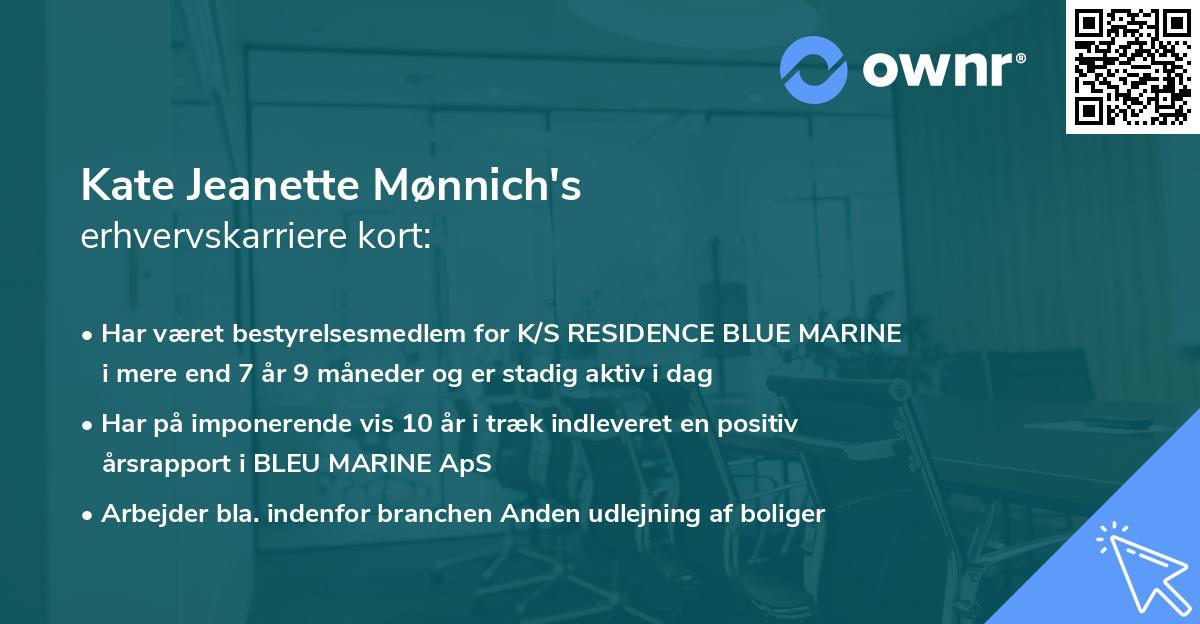 Kate Jeanette Mønnich's erhvervskarriere kort