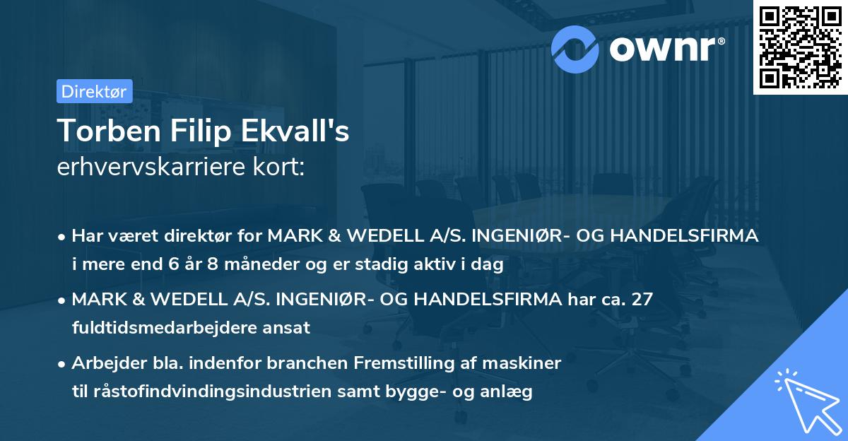 Torben Filip Ekvall's erhvervskarriere kort