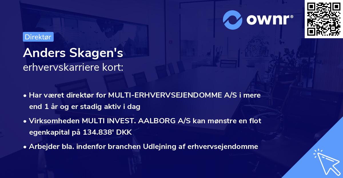 Anders Skagen's erhvervskarriere kort