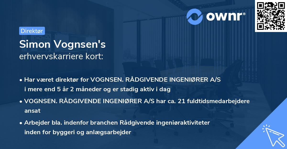 Simon Vognsen's erhvervskarriere kort