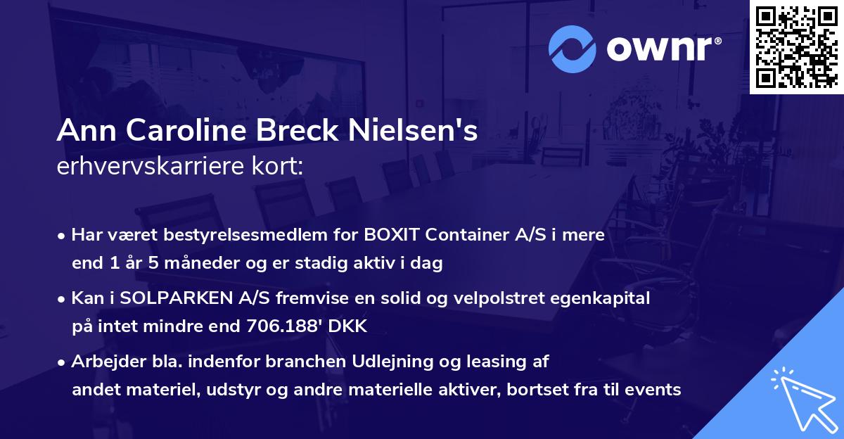 Ann Caroline Breck Nielsen's erhvervskarriere kort