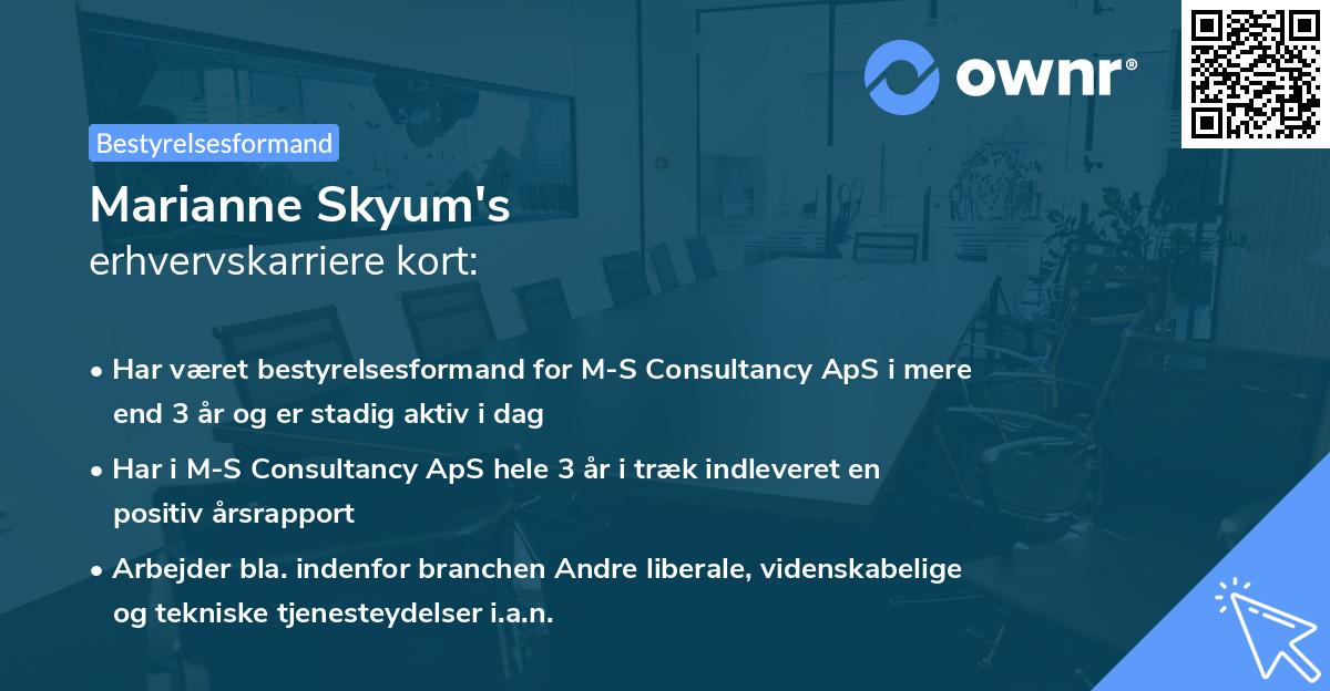 Marianne Skyum's erhvervskarriere kort