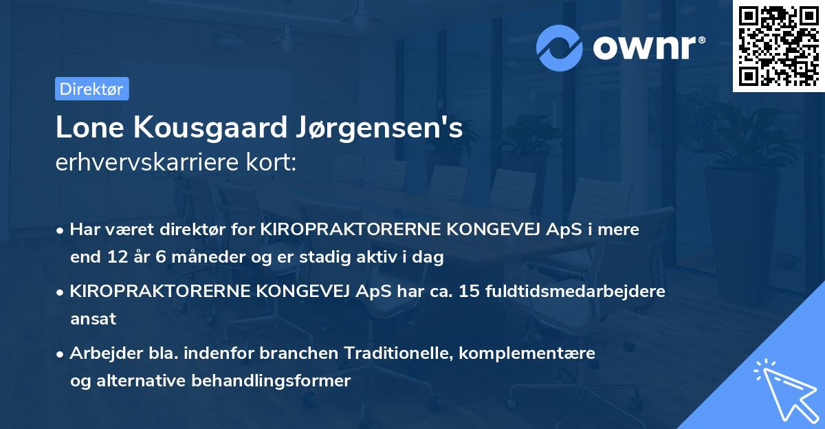 Lone Kousgaard Jørgensen's erhvervskarriere kort