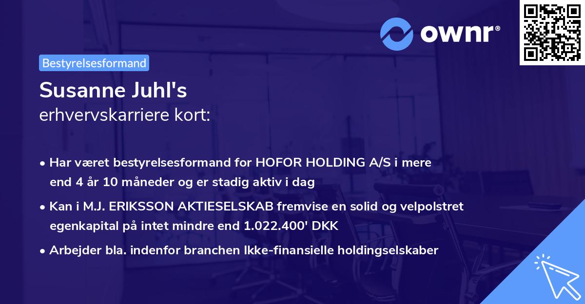 Susanne Juhl's erhvervskarriere kort