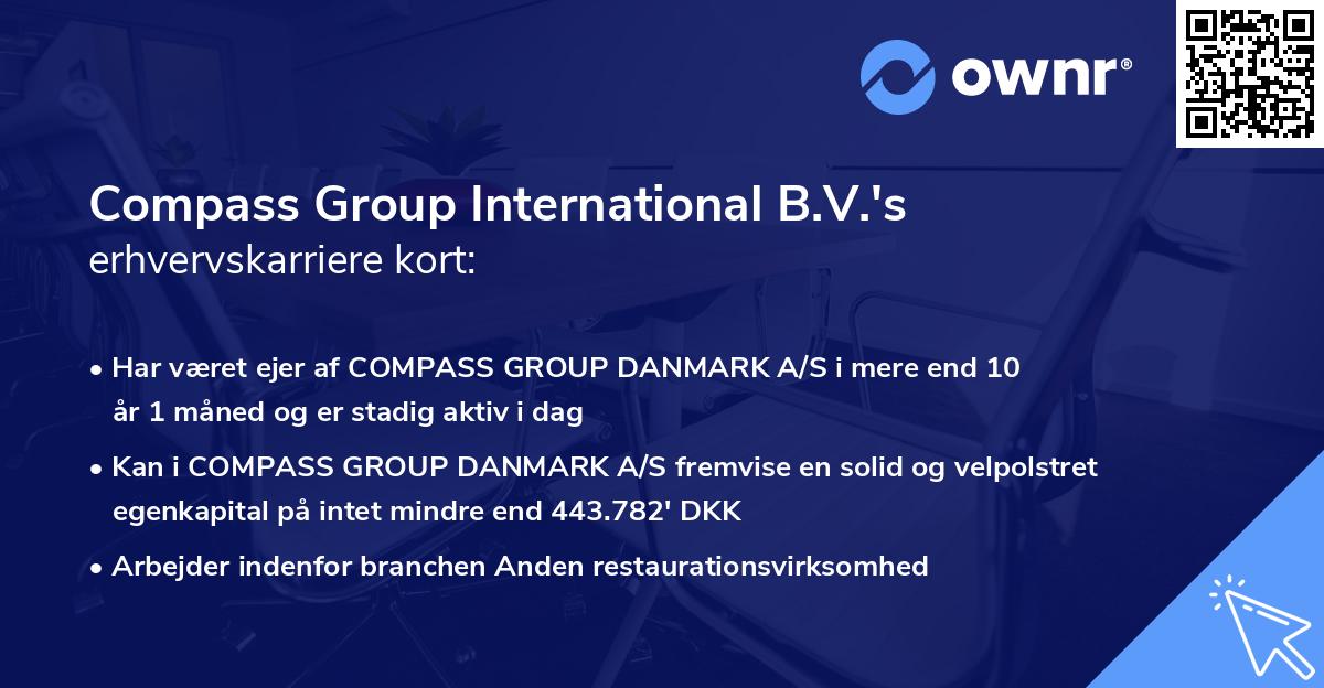 Compass Group International B.V.'s erhvervskarriere kort